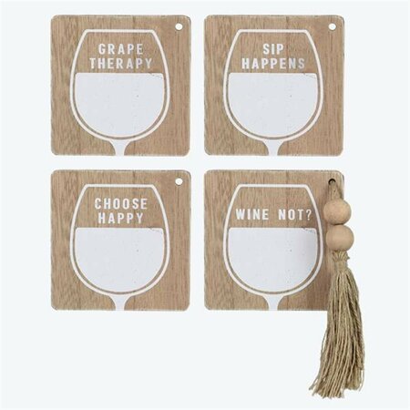 YOUNGS Wood Wine Coasters Set - 4 Piece 11271